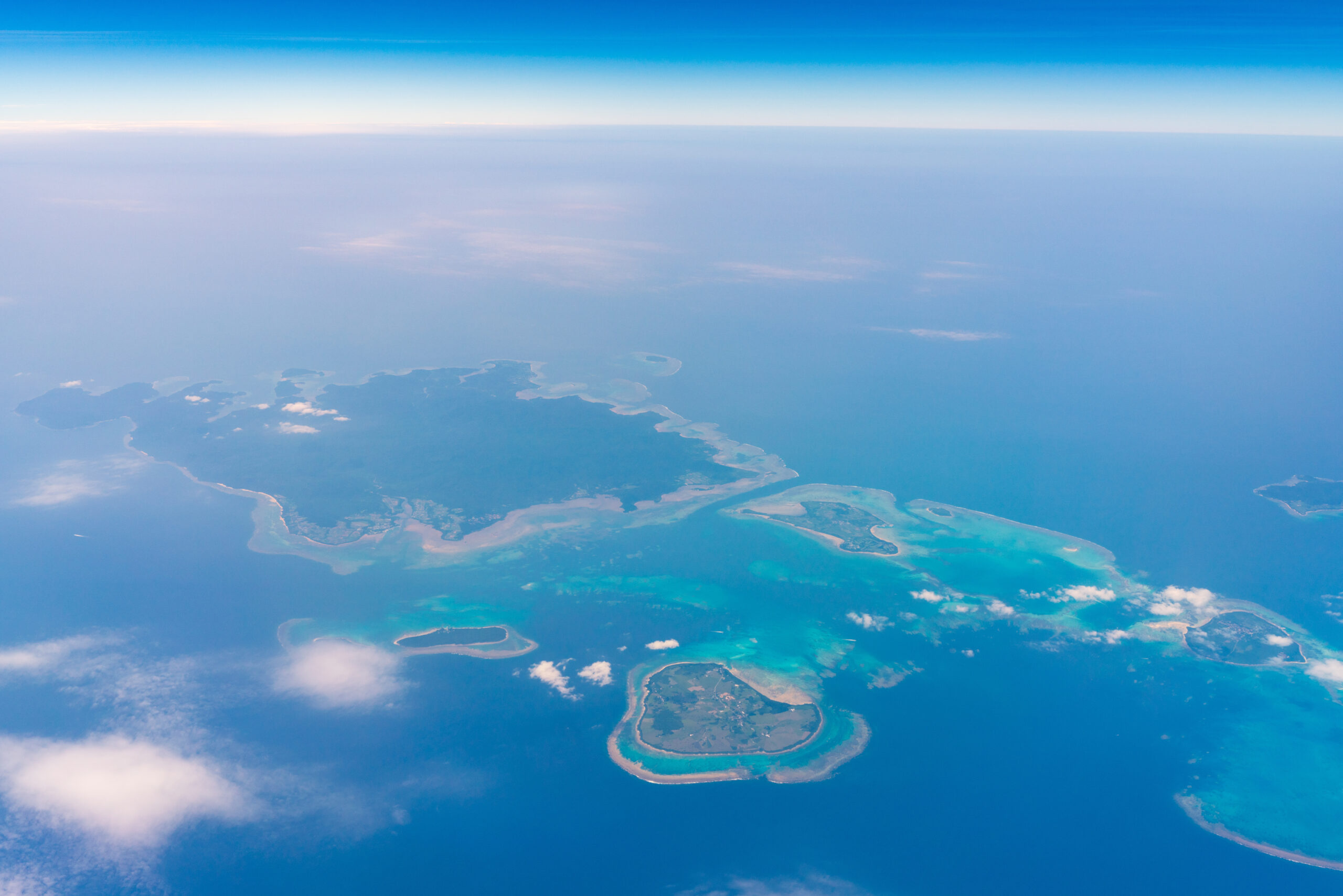 空から見た西表島