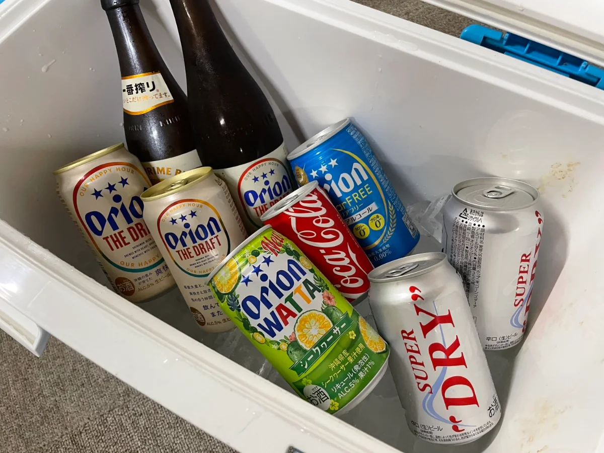 クーラーボックスで冷やしたお酒